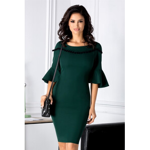 Rochie Caroline verde cu ciucurei