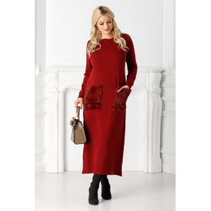 Rochie Deea bordo cu buzunare din blanita