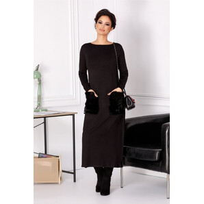 Rochie Deea neagra cu buzunare din blanita