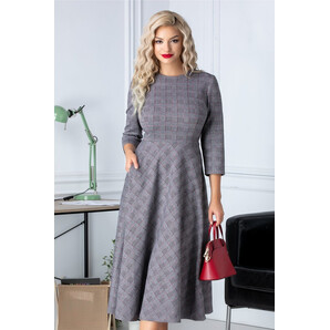 Rochie Delly office gri cu carouri