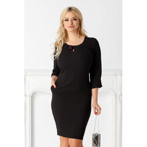 Rochie Fabiola neagra cu pliuri la bust