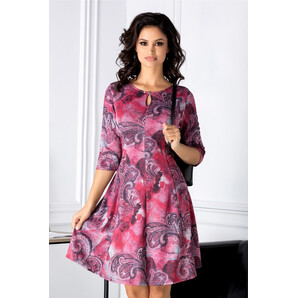 Rochie Giulia magenta cu imprimeu divers