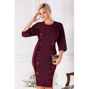 Rochie Grace conica cu paiete bordo