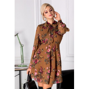 Rochie Hermina maro cu imprimeu floral