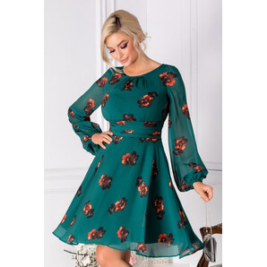 Rochie LaDonna verde cu panselute