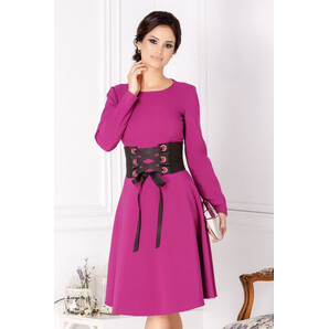 Rochie LaDonna violet in clos cu brau in talie