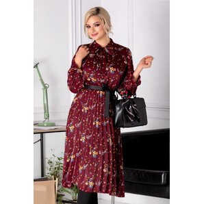 Rochie Lauren bordo cu imprimeuri florale