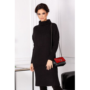 Rochie Malina neagra din tricot cu guler inalt