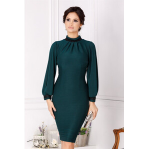 Rochie Moze conica verde pin cu guler