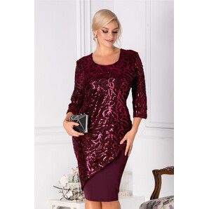 Rochie Patte bordo cu broderie din paiete