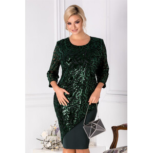 Rochie Patte verde cu broderie din paiete