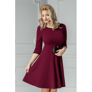 Rochie Ranya bordo cu perle la bust