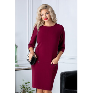 Rochie Venice bordo conica cu buzunare in fata