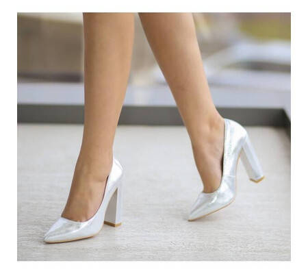 Pantofi Efect Argintii