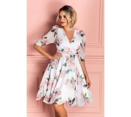 Rochie Magda Alb Floral