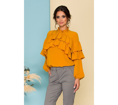 Bluza LaDonna by Catalin Botezatu galbena cu volane