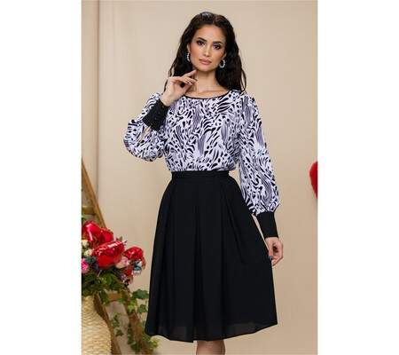 Bluza Leonard Collection alba cu imprimeuri diverse negre