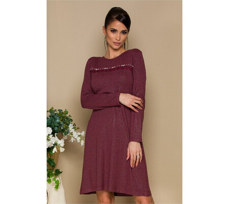 Rochie Queen bordo cu perlute la baza gatului