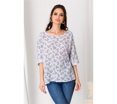 Bluza Dori alba cu floricele