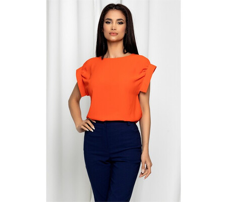 Bluza LaDonna orange cu decolteu rotund si maneci scurte