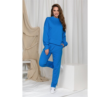 Compleu sport LaDonna albastru cu design in colt la baza bluzei