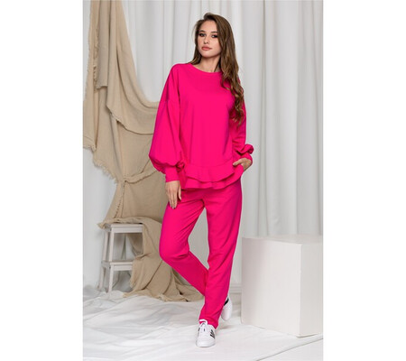 Compleu sport LaDonna fucsia cu volanase pe bluza