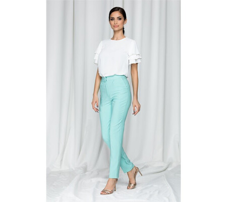 Pantaloni LaDonna by DYFashion verde mint cu inchidere in fata discreta