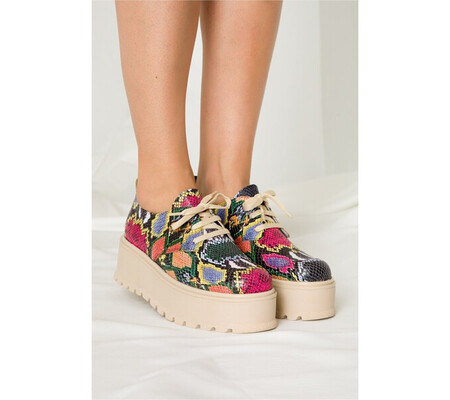 Pantofi oxford cu print snake multicolor