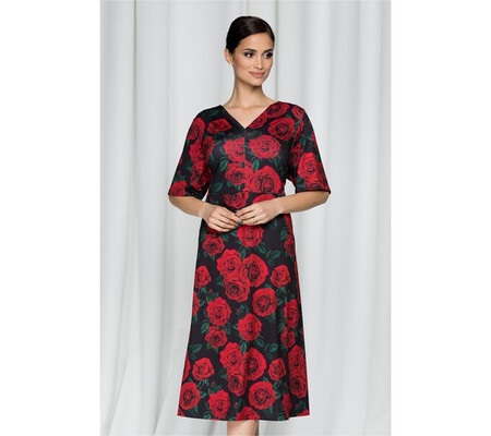 Rochie Carolinne neagra cu imprimeu floral