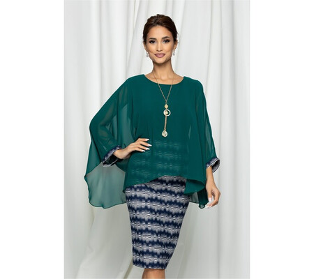 Rochie Elia verde cu voal verde la bust