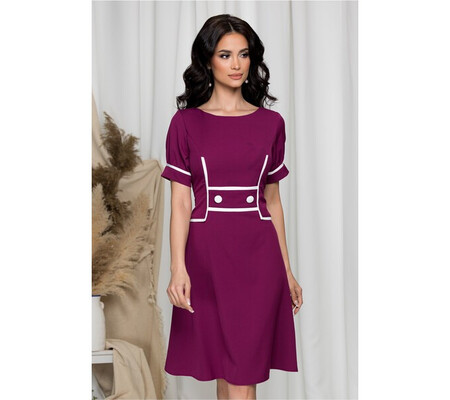 Rochie Ella Collection Bonnie magenta cu nasturi decorativi