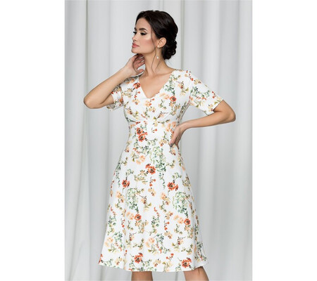 Rochie Leonard Collection ivory cu imprimeu floral