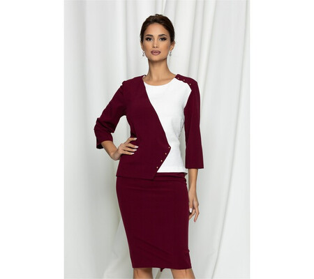 Rochie Misha bordo cu alb la bust