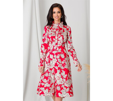 Rochie Moze rosie cu imprimeu floral