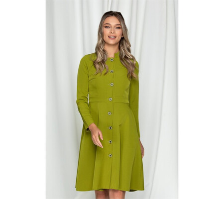 Rochie Moze verde lime cu nasturi