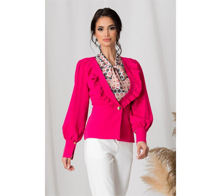 Sacou Leonard Collection fucsia cu volanase