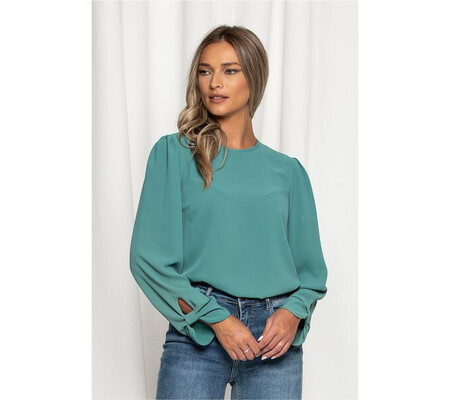 Bluza LaDonna verde mint cu maneci lungi si prindere tip fundita