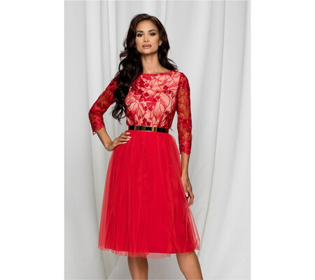 Rochie Dy Fashion Dyana rosie din tulle cu broderie la bust