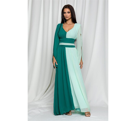 Rochie Ella Collection Diana in doua culori verde