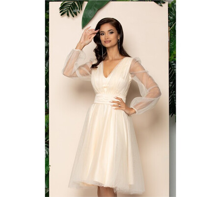 Rochie Ella Collection Madi peach din tulle