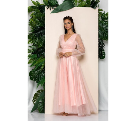 Rochie Ella Collection Marta peach din tulle