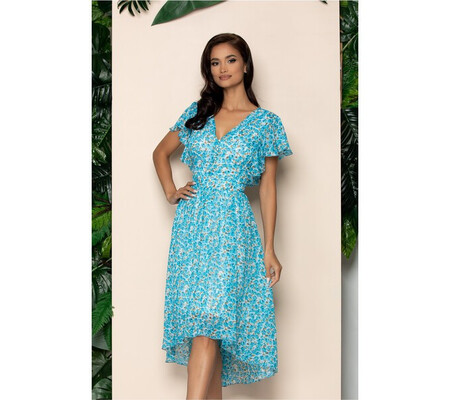 Rochie Karisa bleu cu imprimeu floral