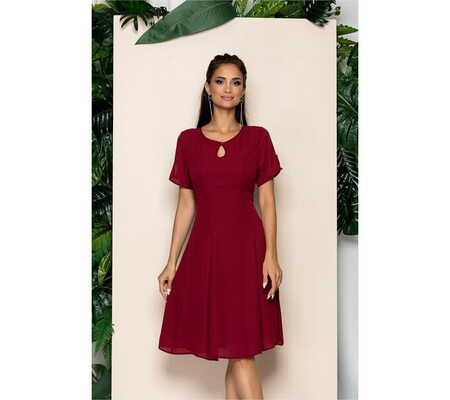 Rochie Lidia bordo cu decupaj in forma de lacrima