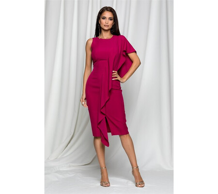 Rochie Moze magenta cu volan lateral