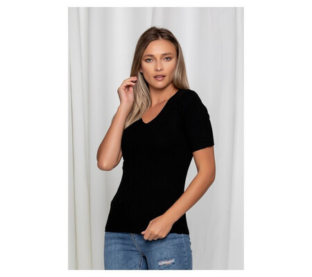 Bluza Cary neagra din tricot reiat