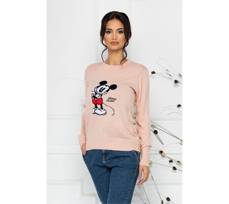 Bluza casual roz cu Mickey Mouse