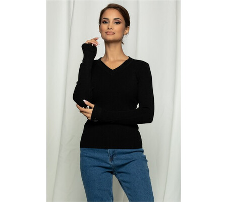 Bluza Clara neagra din tricot reiat