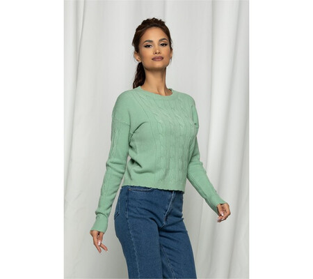 Bluza Lily verde mint cu aspect impletit