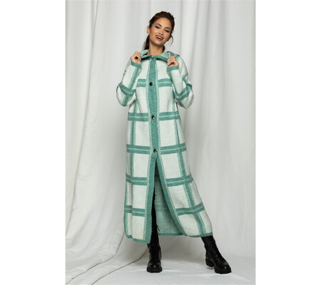 Cardigan verde mint lung cu gluga