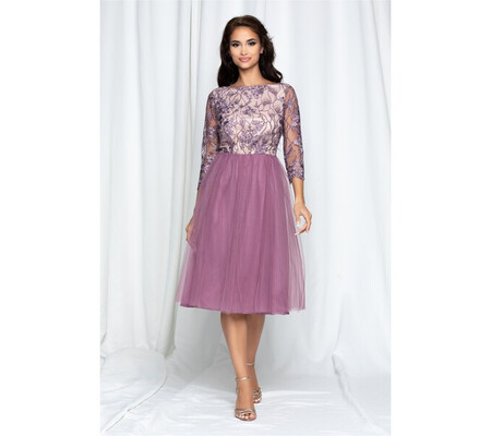 Rochie Dy Fashion Dyana lila din tulle cu broderie la bust